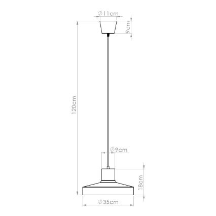 Candeeiro suspenso BILO 1xE27/15W/230V diâmetro 35 cm preto