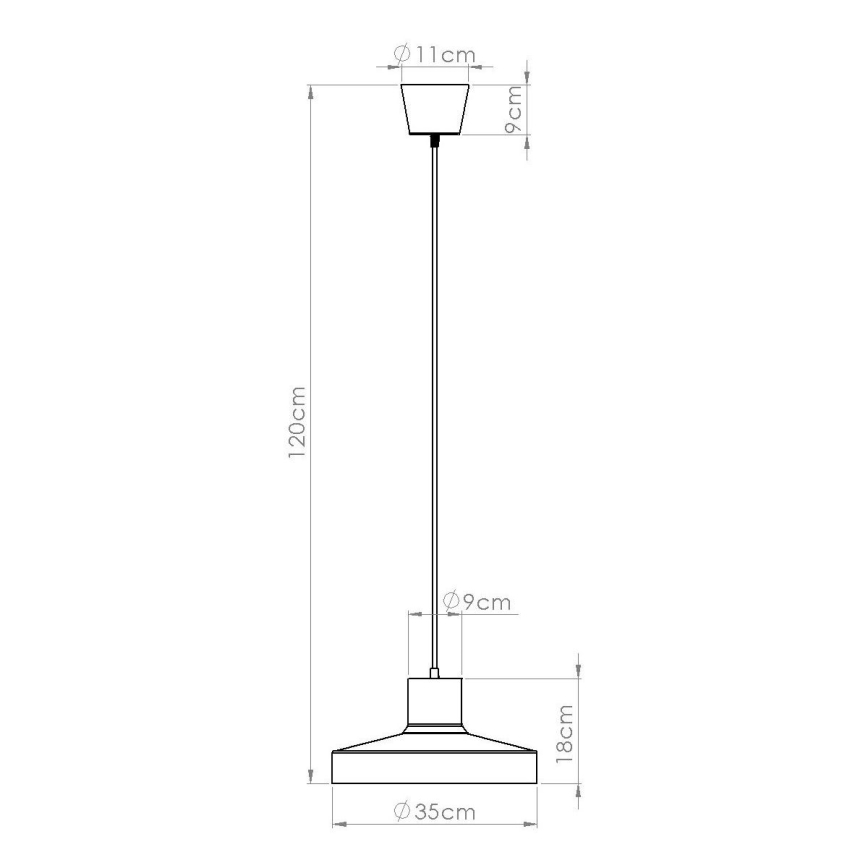 Candeeiro suspenso BILO 1xE27/15W/230V diâmetro 35 cm preto