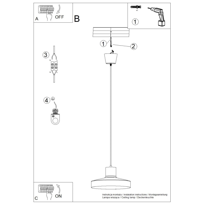 Candeeiro suspenso BILO 1xE27/15W/230V diâmetro 35 cm creme