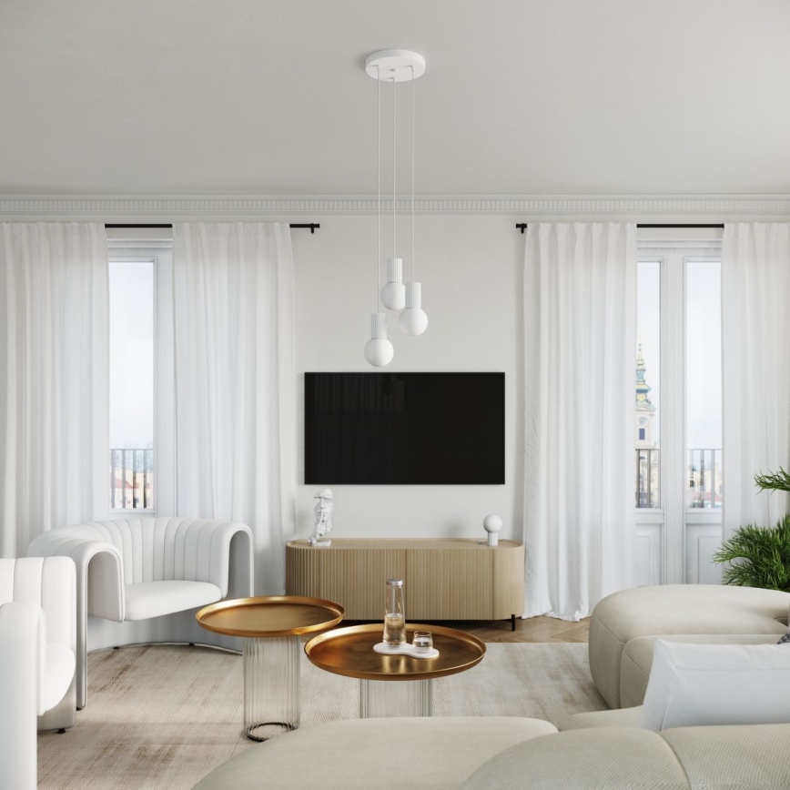 Candeeiro suspenso HALO 3xG9/8W/230V diâmetro 25 cm branco