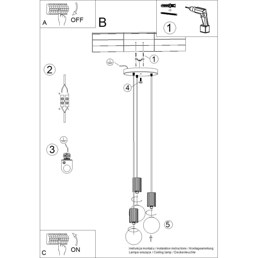 Candeeiro suspenso HALO 3xG9/8W/230V diâmetro 25 cm branco