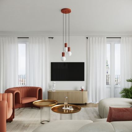 Candeeiro suspenso HALO 3xG9/8W/230V diâmetro 25 cm laranja