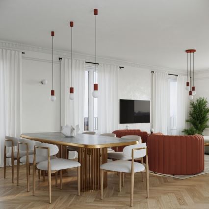 Candeeiro suspenso HALO 3xG9/8W/230V diâmetro 25 cm laranja
