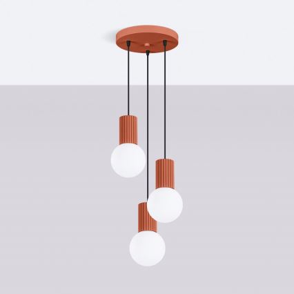 Candeeiro suspenso HALO 3xG9/8W/230V diâmetro 25 cm laranja