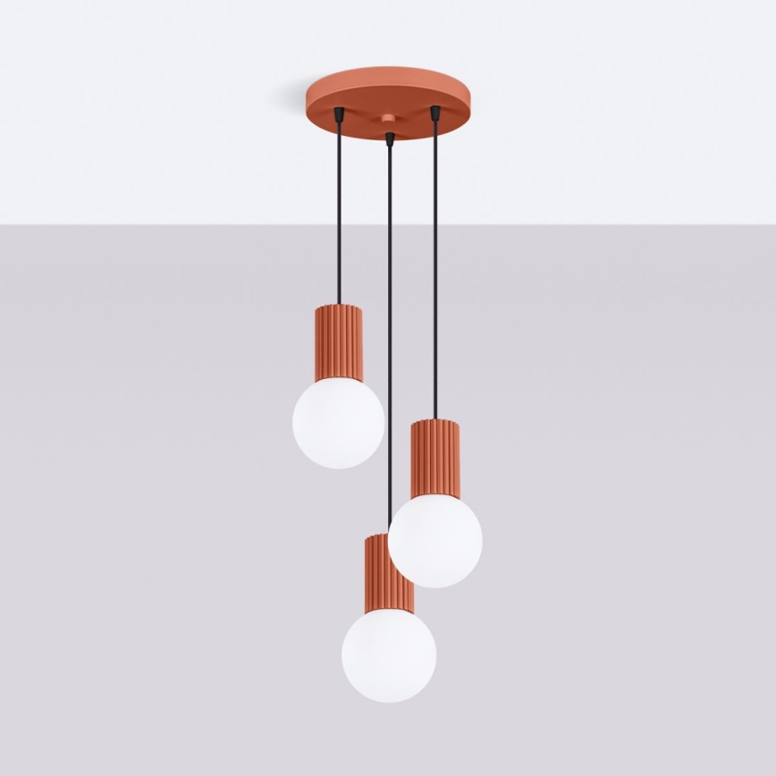 Candeeiro suspenso HALO 3xG9/8W/230V diâmetro 25 cm laranja