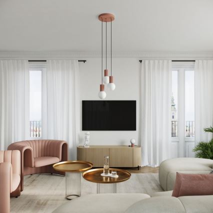 Candeeiro suspenso HALO 3xG9/8W/230V diâmetro 25 cm castanho