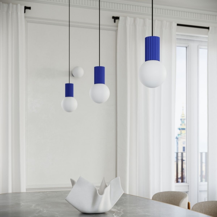 Candeeiro suspenso HALO 1xG9/8W/230V diâmetro 12 cm azul