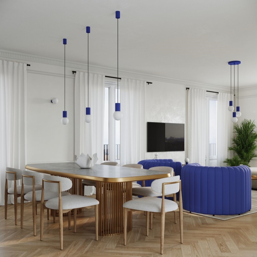 Candeeiro suspenso HALO 3xG9/8W/230V diâmetro 25 cm azul