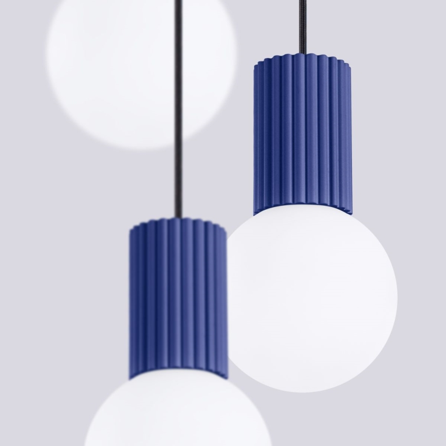 Candeeiro suspenso HALO 3xG9/8W/230V diâmetro 25 cm azul
