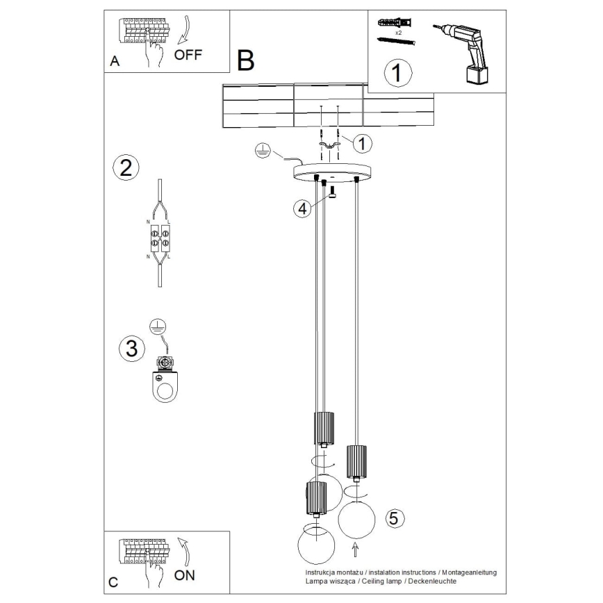 Candeeiro suspenso HALO 3xG9/8W/230V diâmetro 25 cm bege
