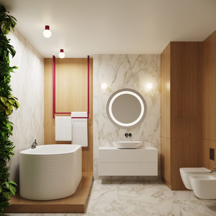 Iluminação de parede para casa de banho HALO 1xG9/8W/230V diâmetro 12 cm IP44 vermelho