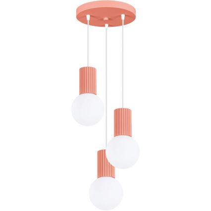 Candeeiro suspenso HALO 3xG9/8W/230V diâmetro 25 cm rosa