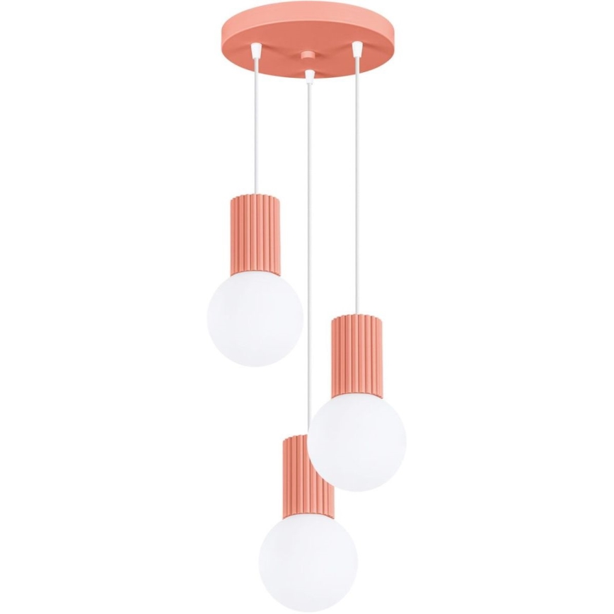 Candeeiro suspenso HALO 3xG9/8W/230V diâmetro 25 cm rosa