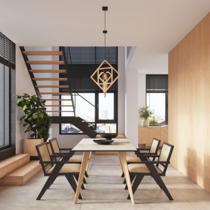 Candeeiro suspenso CARO 1xE27/15W/230V faia