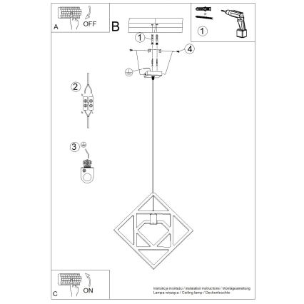 Candeeiro suspenso CARO 1xE27/15W/230V faia