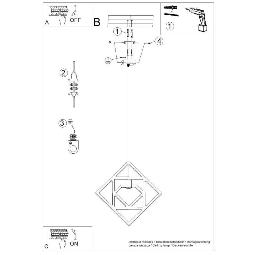 Candeeiro suspenso CARO 1xE27/15W/230V faia
