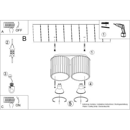 Candeeiro de focos AURA 2xGU10/10W/230V azul