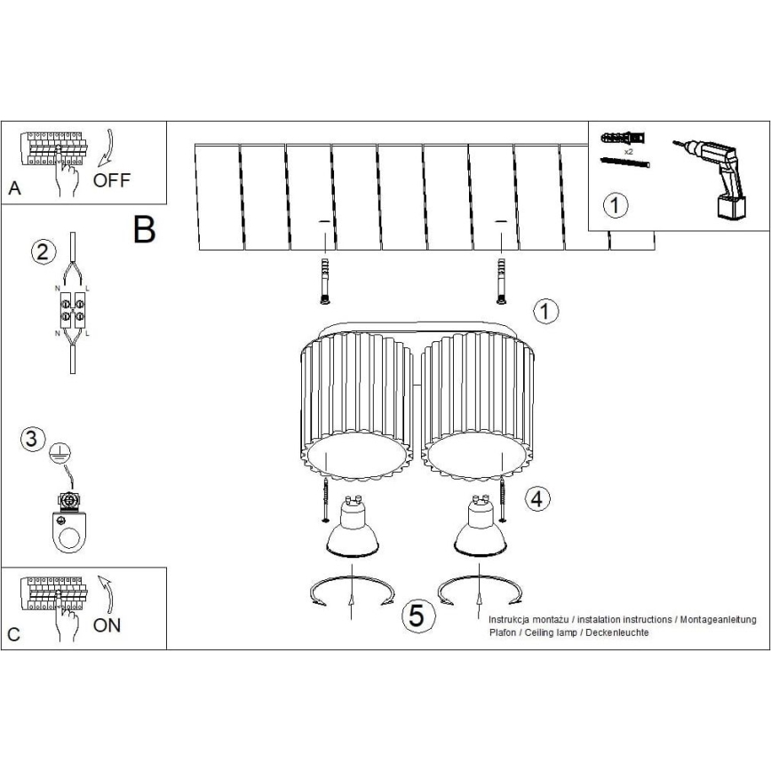 Candeeiro de focos AURA 2xGU10/10W/230V azul