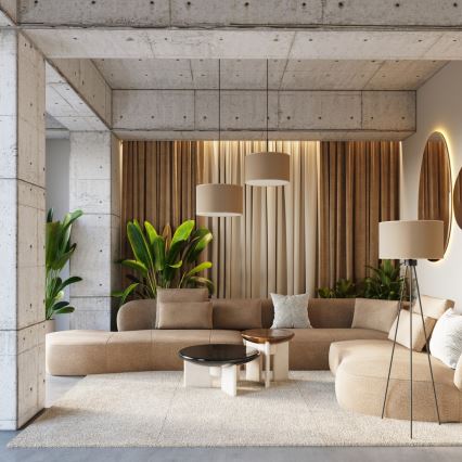 Lustre suspenso NEVIA com cabo, 1xE27/15W/230V, diâmetro 40 cm, taupe