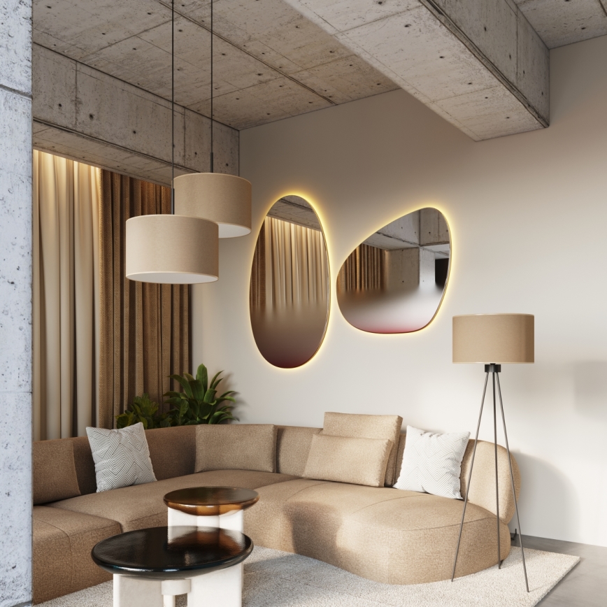 Lustre suspenso NEVIA com cabo, 1xE27/15W/230V, diâmetro 40 cm, taupe