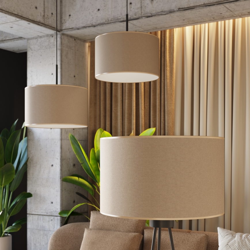 Lustre suspenso NEVIA com cabo, 1xE27/15W/230V, diâmetro 40 cm, taupe