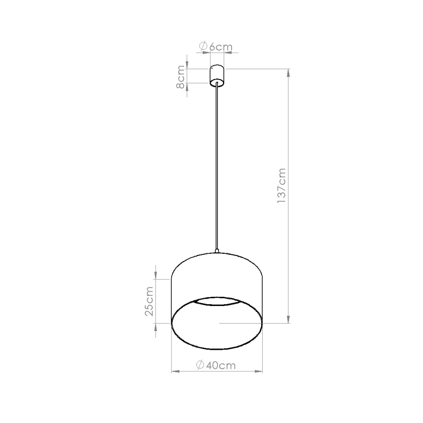 Lustre suspenso NEVIA com cabo, 1xE27/15W/230V, diâmetro 40 cm, taupe
