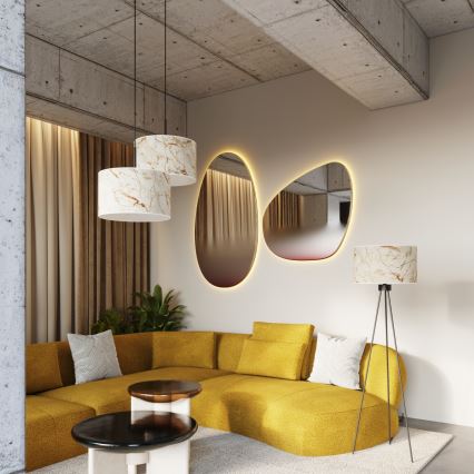 Lustre em cabo NEVIA 1xE27/15W/230V Ø 40 cm bege / acabamento em mármore