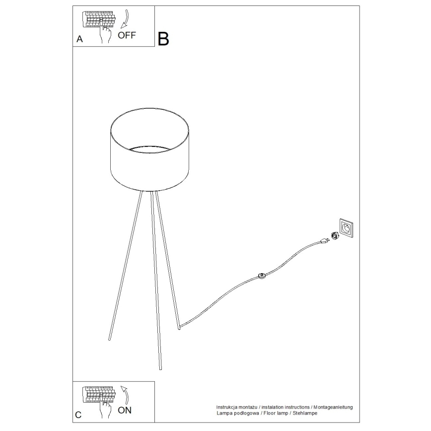 Candeeiro de pé NEVIA 1xE27/15W/230V bege/acabamento em mármore