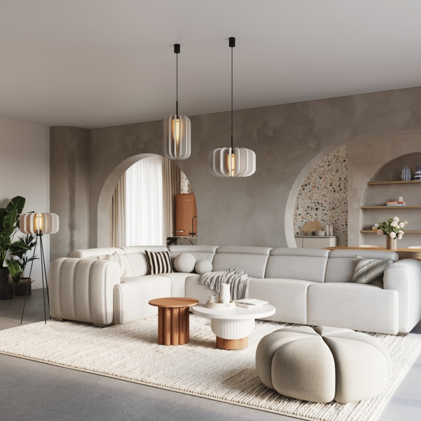 Lustre pendente com cabo MULA 1xE27/15W/230V Ø 27 cm creme