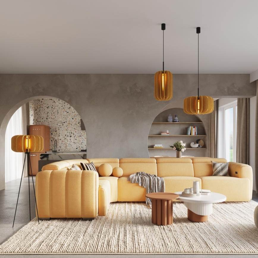 Lustre em cabo MULA 1xE27/15W/230V Ø 27 cm amarelo