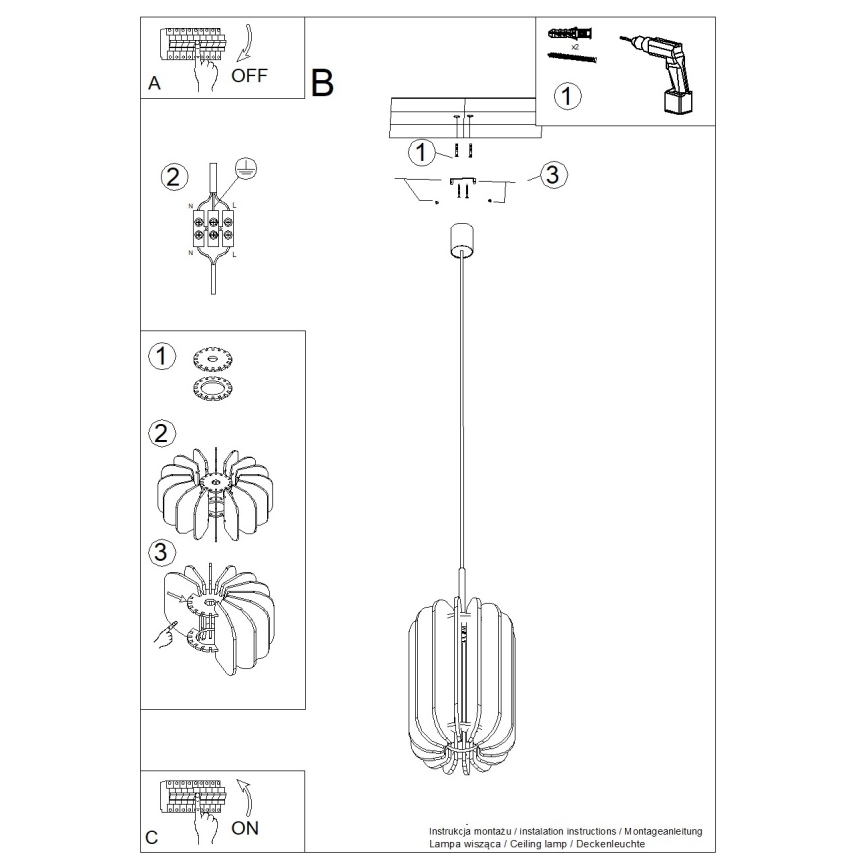 Pendente com cabo MULA 1xE27/15W/230V Ø 27 cm, azul