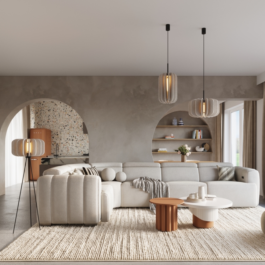 Lustre suspenso em cabo MULA 1xE27/15W/230V Ø 45 cm creme