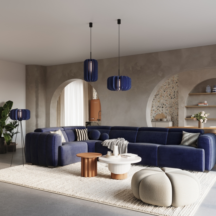 Lustre pendente com cabo MULA 1xE27/15W/230V Ø 45 cm azul