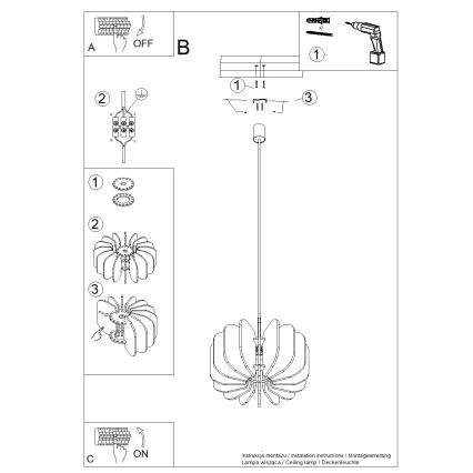 Lustre pendente com cabo MULA 1xE27/15W/230V Ø 45 cm azul