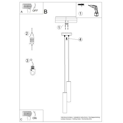 Lustre em cabo LAGOS 2xGU10/10W/230V branco