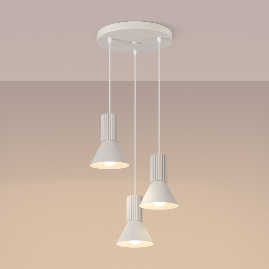 Lustre suspenso por cabo ESTRIA 3xE14/10W/230V Ø 30 cm creme