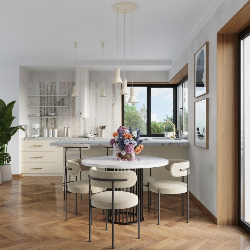 Lustre suspenso por cabo ESTRIA 3xE14/10W/230V Ø 30 cm creme