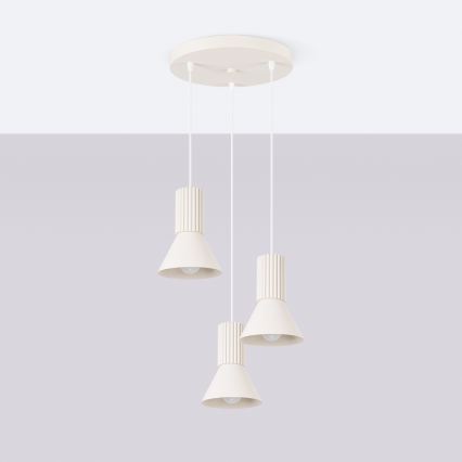 Lustre suspenso por cabo ESTRIA 3xE14/10W/230V Ø 30 cm creme
