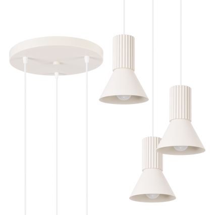 Lustre suspenso por cabo ESTRIA 3xE14/10W/230V Ø 30 cm creme