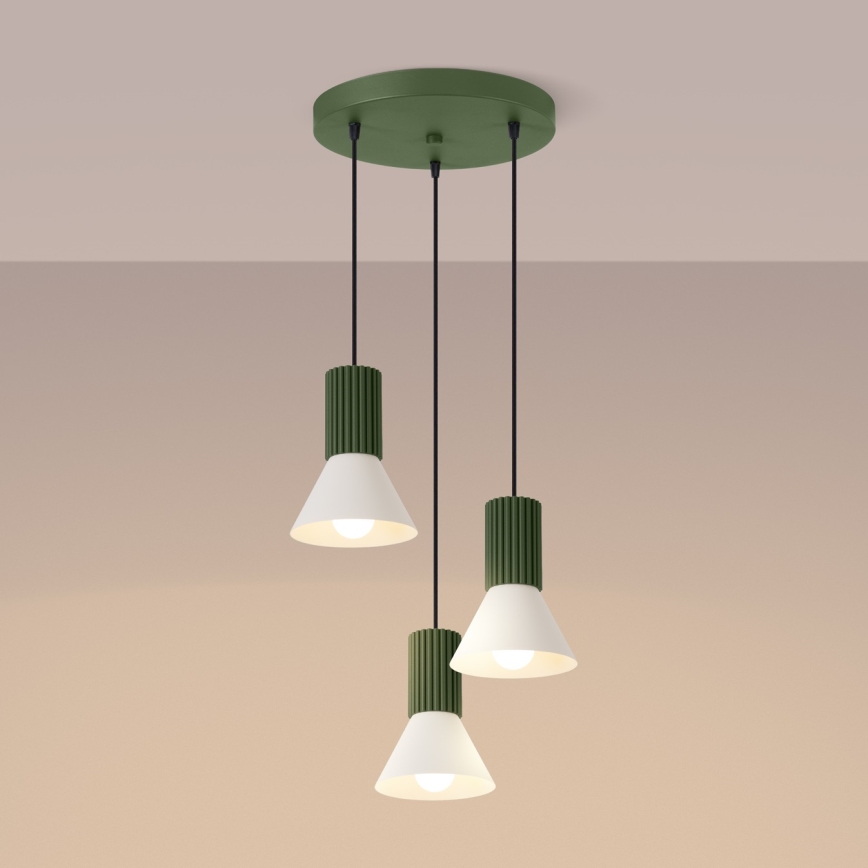 Lustre suspenso com cabo ESTRIA, 3x E14/10W/230V, Ø 30 cm, verde