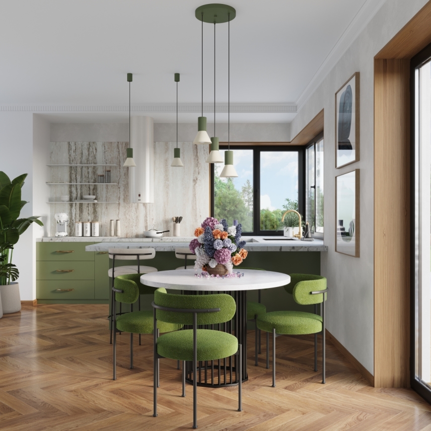 Lustre suspenso com cabo ESTRIA, 3x E14/10W/230V, Ø 30 cm, verde
