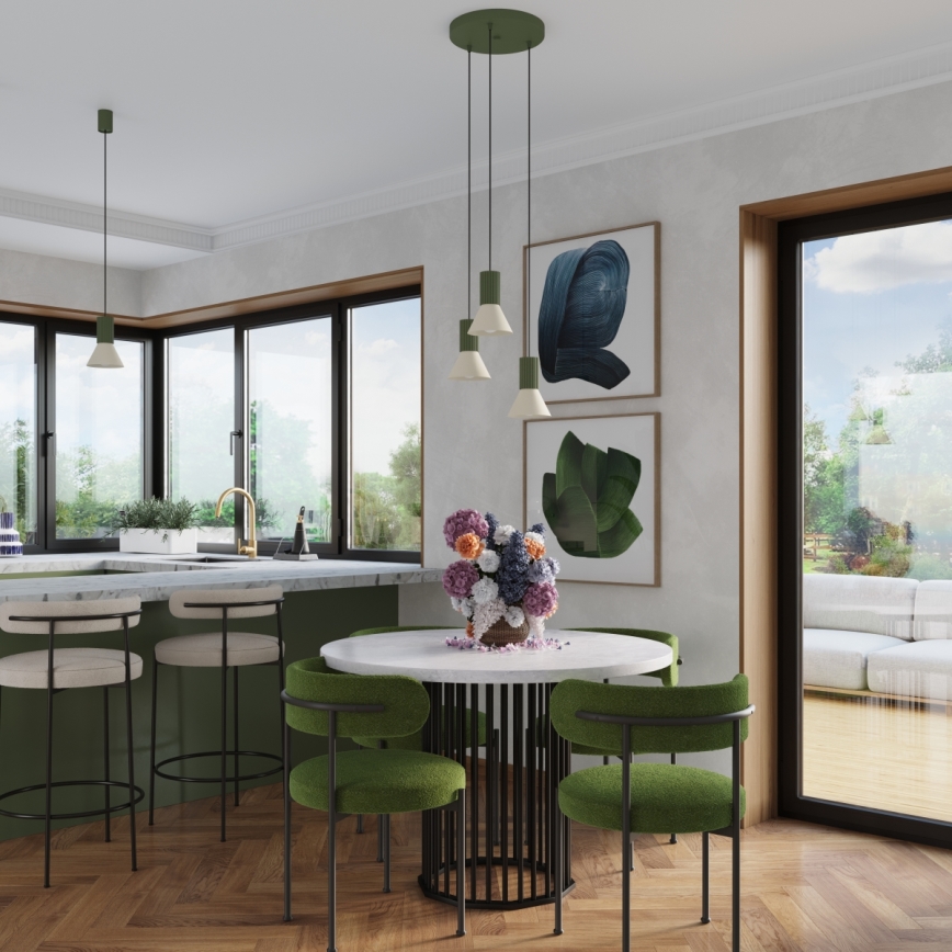 Lustre suspenso com cabo ESTRIA, 3x E14/10W/230V, Ø 30 cm, verde