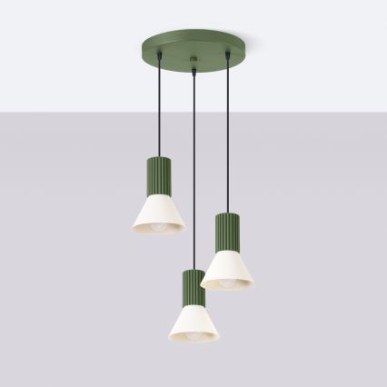 Lustre suspenso com cabo ESTRIA, 3x E14/10W/230V, Ø 30 cm, verde
