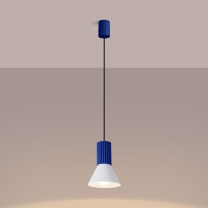 Lustre ESTRIA suspenso por cabo 1x E14/10W/230V, diâmetro 14 cm, azul