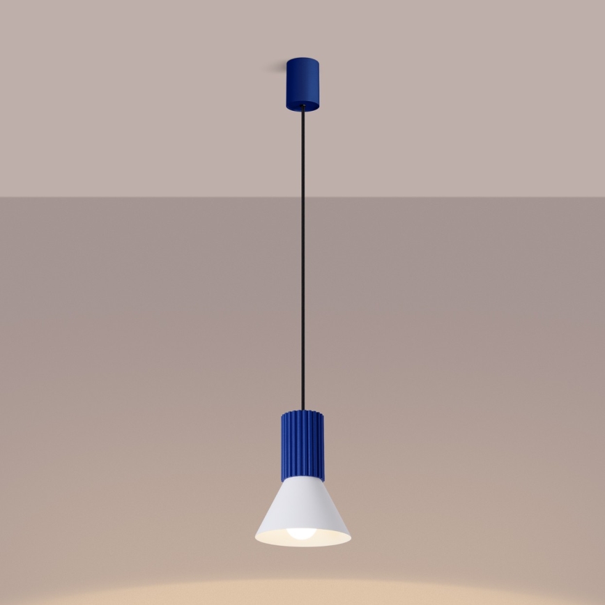 Lustre ESTRIA suspenso por cabo 1x E14/10W/230V, diâmetro 14 cm, azul