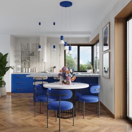 Lustre suspenso por cabo ESTRIA, 3xE14/10W/230V, diâmetro 30 cm, azul