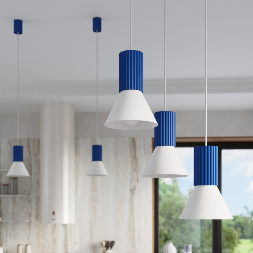 Lustre suspenso por cabo ESTRIA, 3xE14/10W/230V, diâmetro 30 cm, azul