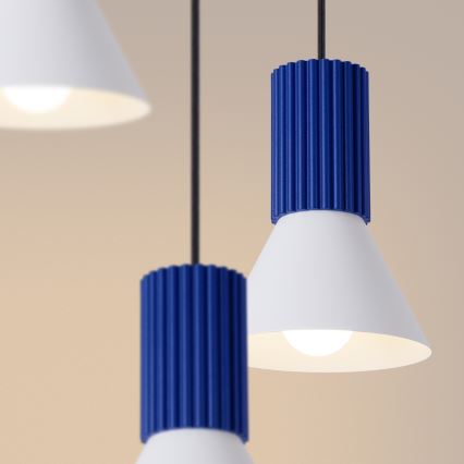 Lustre suspenso por cabo ESTRIA, 3xE14/10W/230V, diâmetro 30 cm, azul