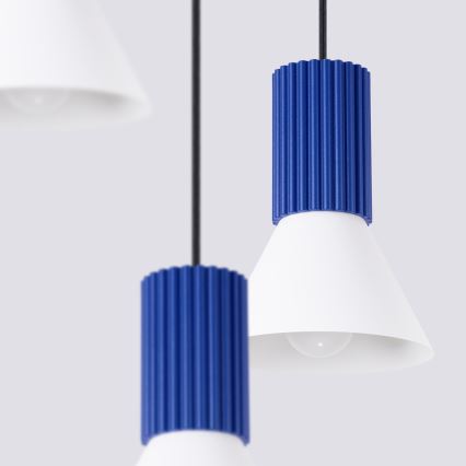 Lustre suspenso por cabo ESTRIA, 3xE14/10W/230V, diâmetro 30 cm, azul