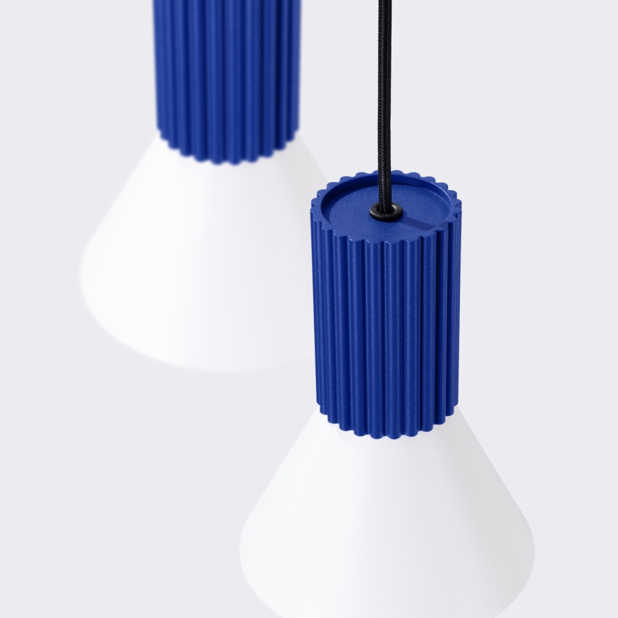 Lustre suspenso por cabo ESTRIA, 3xE14/10W/230V, diâmetro 30 cm, azul